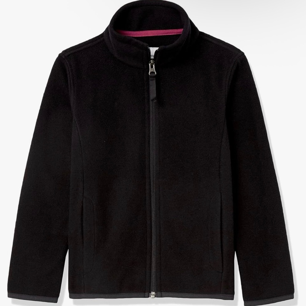 Amazon Essentials Girls Polar Fleece Full-Zip Mock Jacket XL (12) Black NWOT